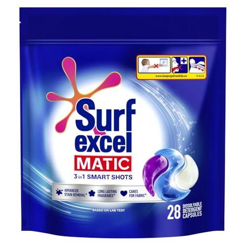 Image of Excel 3 in 1 Smart Shots Unit Dose Liquid Detergent Pack of 28 Count for Both Front Load and Top Load Washing Machines|| (28 U x 19.9 g)