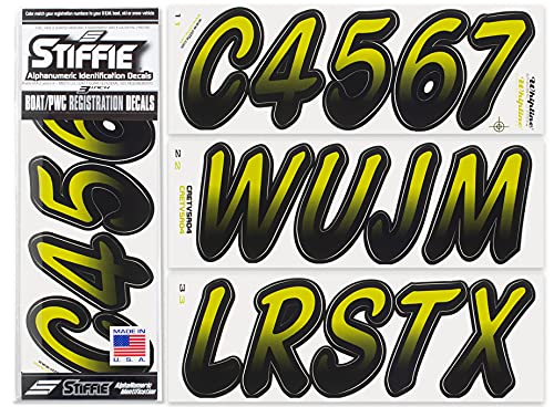 Image of STIFFIE Whipline Jade /Black 3 inch Boat & PWC Registration Decals • Numbers Letters Stickers