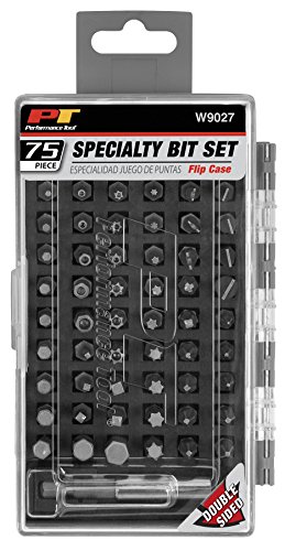Performance Tool W9027 75-Piece Specialty Bit Driver Set With Multiple Fastener Styles For Most Common Jobs And Convenient Flip Case #TOP4