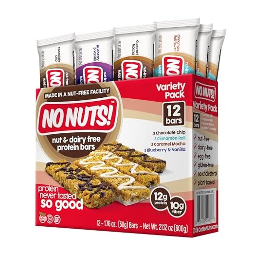 No Nuts! Protein Bars Energy Bars - 100% Nut Free Dairy Free Vegan Protein Bars, Vegan Protein Bars Variety Pack of 12, Organic, Kosher, Egg-Free, Non-Gmo & Dairy Free Protein Bars