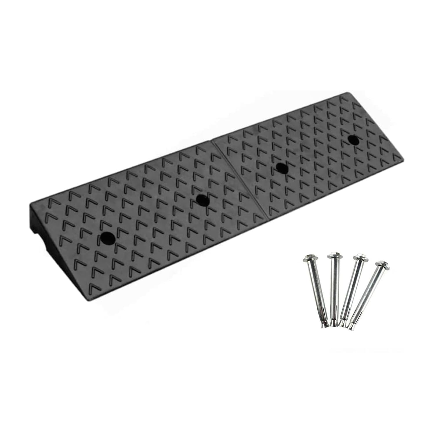 Rampa de goma para bordillos de 5 cm, rampa de umbral de puerta, rampa de acceso 100 x 25 x 5 cm, rampa para coche o moto, silla de ruedas, rampa de goma con kit de fijación