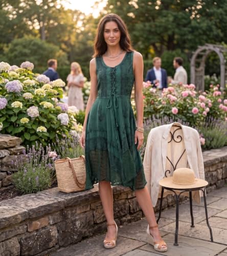 Image of Sakkas Magdilena Stonewashed Corset Front Embroidered Dress
