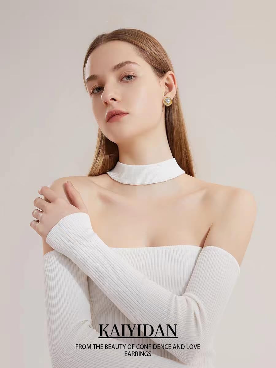 Stud Earrings For Women Dainty,Gold Ball Cute Studs Earings,Silver Ziron Pearl Studs Boho Stud Dangle Statement Glaze Enamel Earrings Trendy,Fashion Jewelry Gift. - Image 5