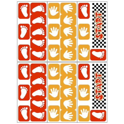 STOBOK 6 Hojas Vinilos Para Suelo Con Huellas De Manos y Pies Kindergarten Stickers Escalera Del Aula Pegatinas Juego De Rayuela Pegatinas Fijado Piso De Polivinilo Oficina