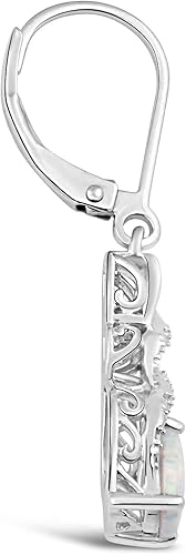 Miniatura 5 de Pendientes de ópalo creados en laboratorio con acento de diamantes en plata de ley o placa de oro amarillo