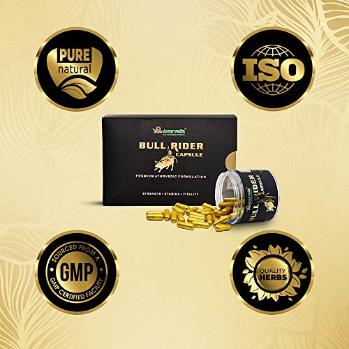 Image of A R Ayurveda Bull Rider Capsule For Strength, Stamina and Immunity| 100% Ayurvedic| Stamina Booster| Contains Shilajit, Ashwagandha and Vangbhashma|Premium Energy Booster Pack of 30