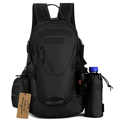 Arcenciel 20L Motorcycle Backpack Tactical Military Bag Army Assault Pack Rucksacks For Outdoor Hiking Camping Trekking Hunting With Patch (Black) #TOP7