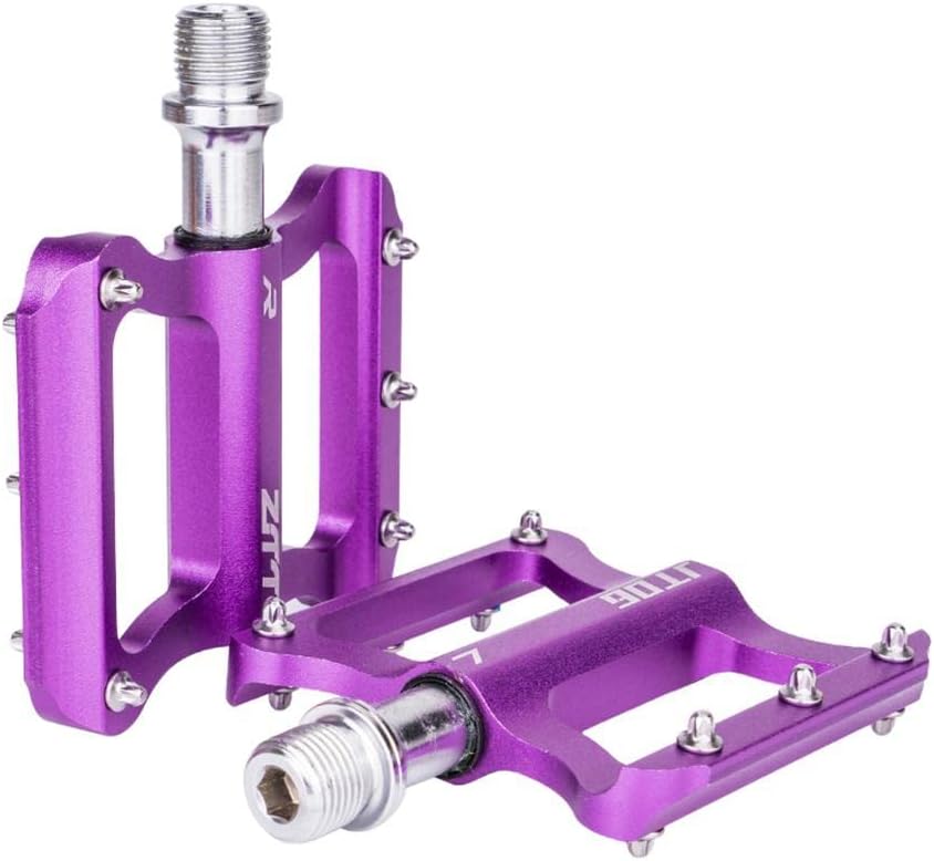 Bicycle Flat Pedals Mountain Road Bike Platform Pedals Bearing 9/16'' Purple