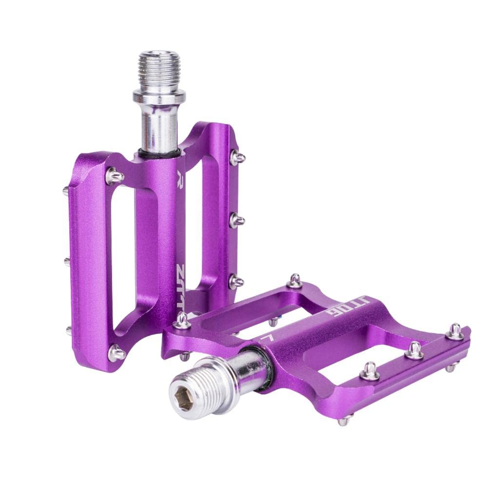UJEAVETTE Bicycle Flat Pedals Mountain Road Bike Platform Pedals Bearing 9/16'' Purple