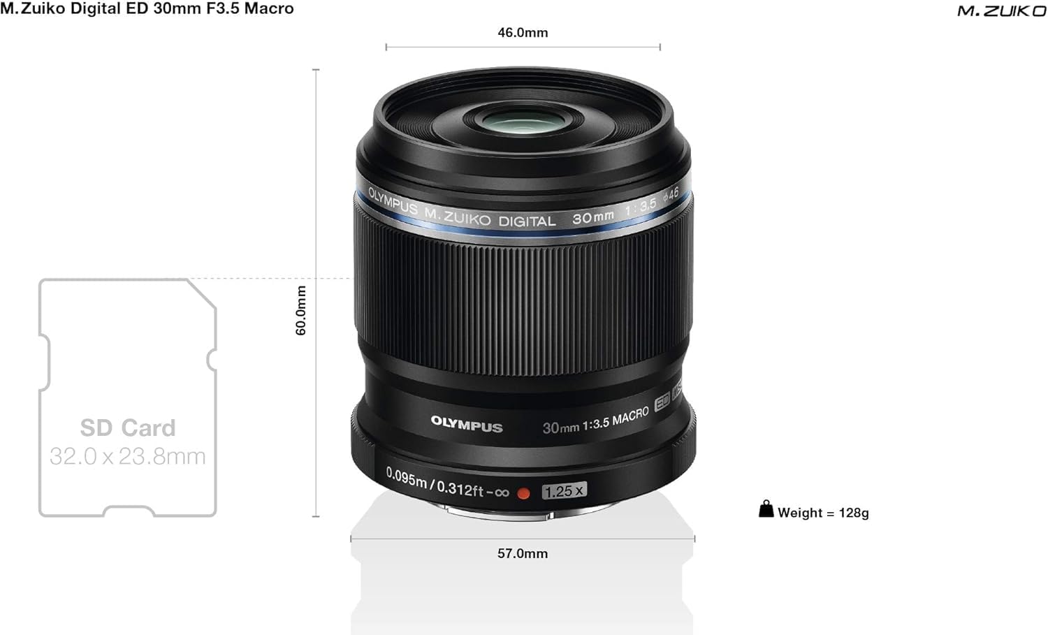 Olympus M. Zuiko Digital ED 30mm F3.5 Macro Lens, Suitable for All MFT Cameras (OM-D & Pen Models, Panasonic G-Series), Black
