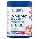 Applied Nutrition Amino Fuel, Polvo de Aminoácidos Esenciales EAA, 390g, 30 Porciones, Sabor Candy Ice Blast, con BCAAs, Glutamina, Electrolitos, Sin Azúcar