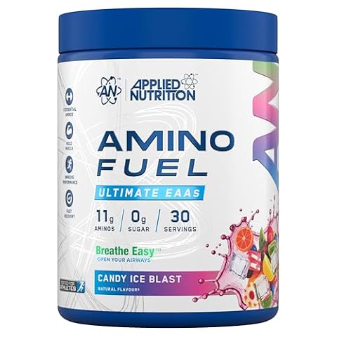 Applied Nutrition Amino Fuel – Suplement z aminokwasami, proszek z EAA (aminokwasy egzogenne), wsparcie mięśni i regeneracji (Candy Ice Blast, 390g (Pack of 1))