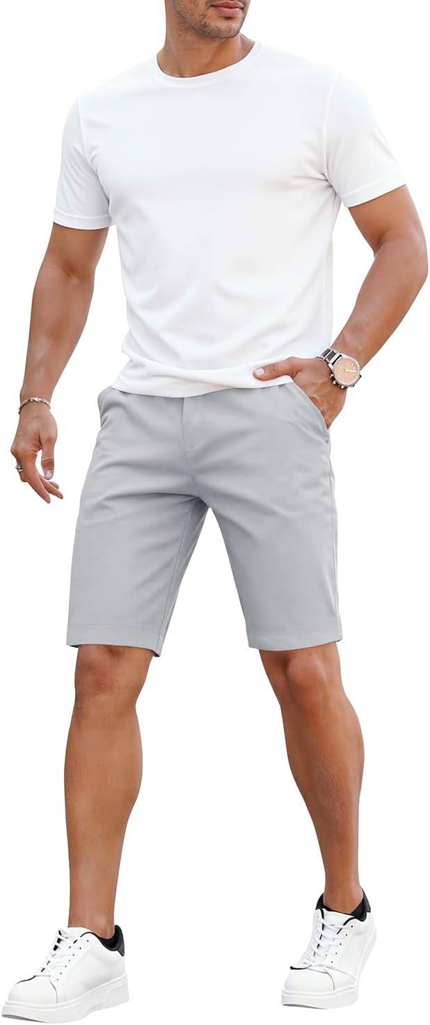 GINGTTO Mens Slim Fit Shorts 9" Inseam Stretch Chino Shorts - Image 5