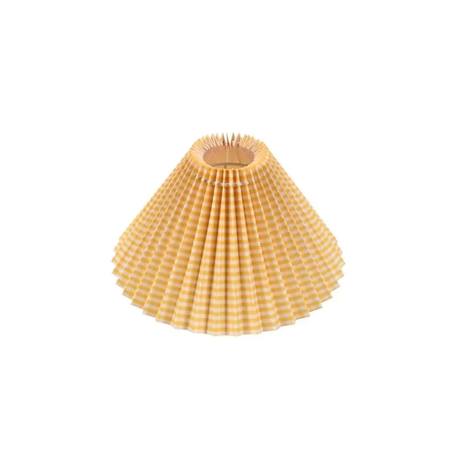 Luxemetals Yellow-Checkered Pleated Lampshade For E27 Bulbs - Minimalist Chandelier Cover For Home Decor(Yellow-Checkered)