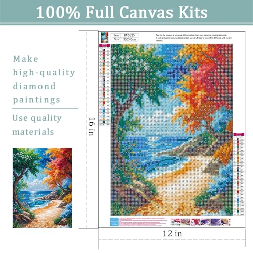 Image of Amphol Landscape Diamond Art Kits for Adults, Beach 5D Diamond Painting Kit with Resin Gems for Beginners, DIY Embroidery Craft Kits for Home Decor, Gifts - 12x16 Inch