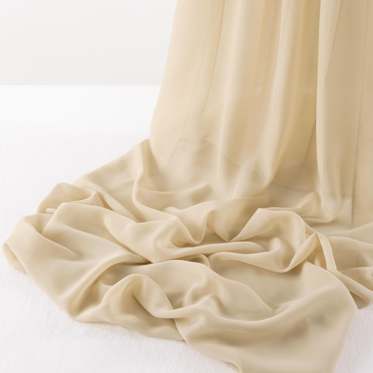 Tissu en mousseline de soie pour fête de mariage Champagne 18,4 m