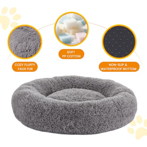 Calming Dog Beds for Large Dogs, Faux Fur Donut Cuddler Dog Bed, Round Fluffy Pillow, Washable Pet Bed for Dogs Up to 80Lbs, 36inch by URGVANZ PET - Image 2