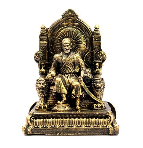 Image of eSplanade Resin Chhatrapati Shivaji Maharaj Statue Idol Sculpture Showpiece Figurine Murti - Golden - 5 inch Inches