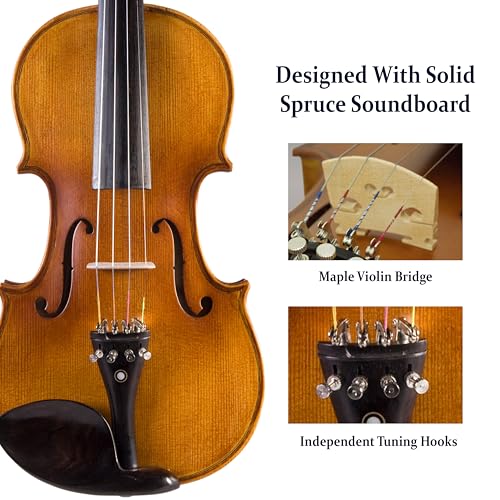 Image of Cecilio CVN-500 Solidwood Ebony Fitted Violin with D'Addario Prelude Strings Size 4 /4 (Full Size)