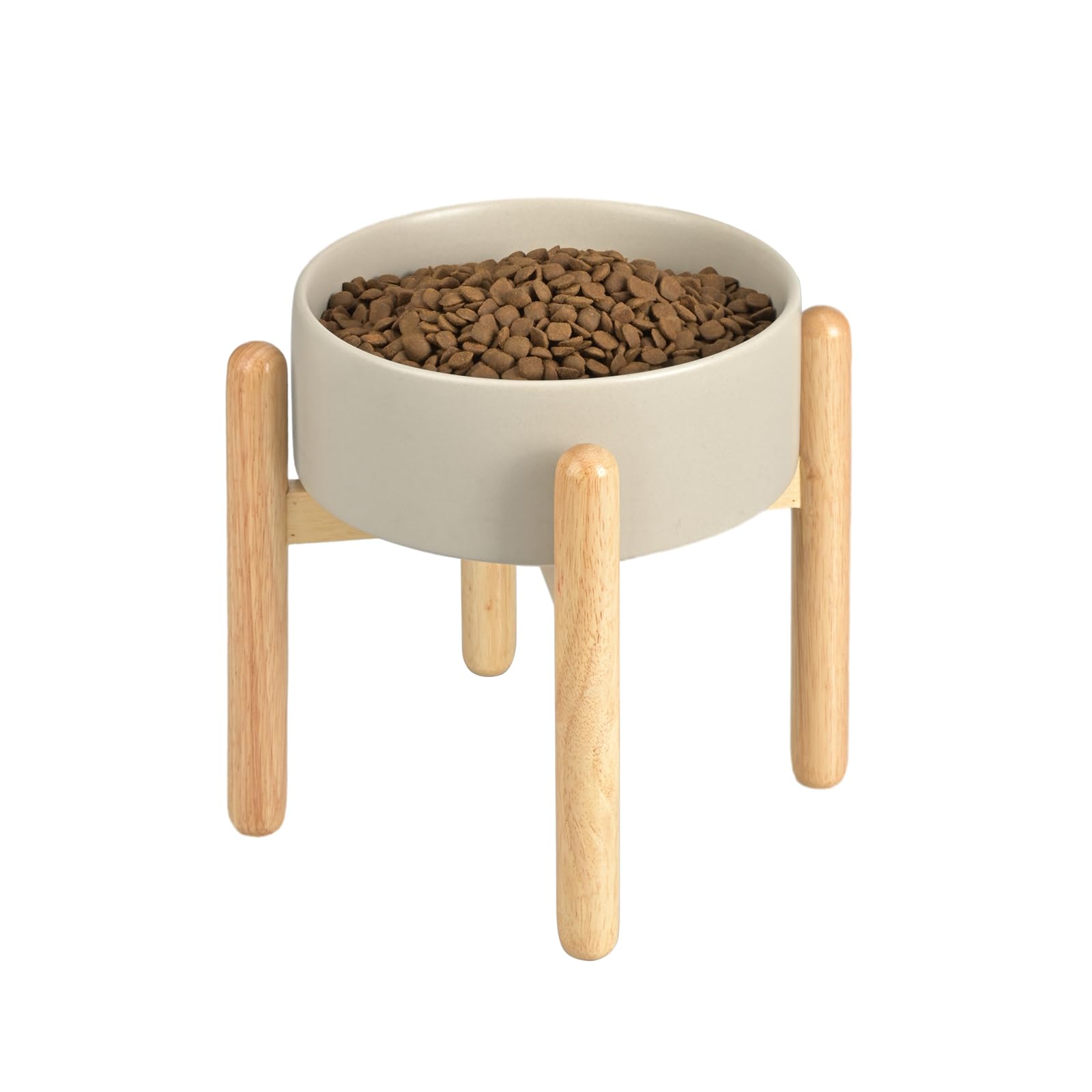 SPUNKYJUNKY Cuenco de Cerámica para Perros Cuenco Elevado para Comida y Agua con Soporte de Bambú para Perros Medianos y Grandes (1800 ml, Gris)