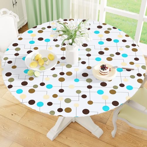 misaya Round Fitted Vinyl Flannel Backed Tablecloth with Elastic Edge