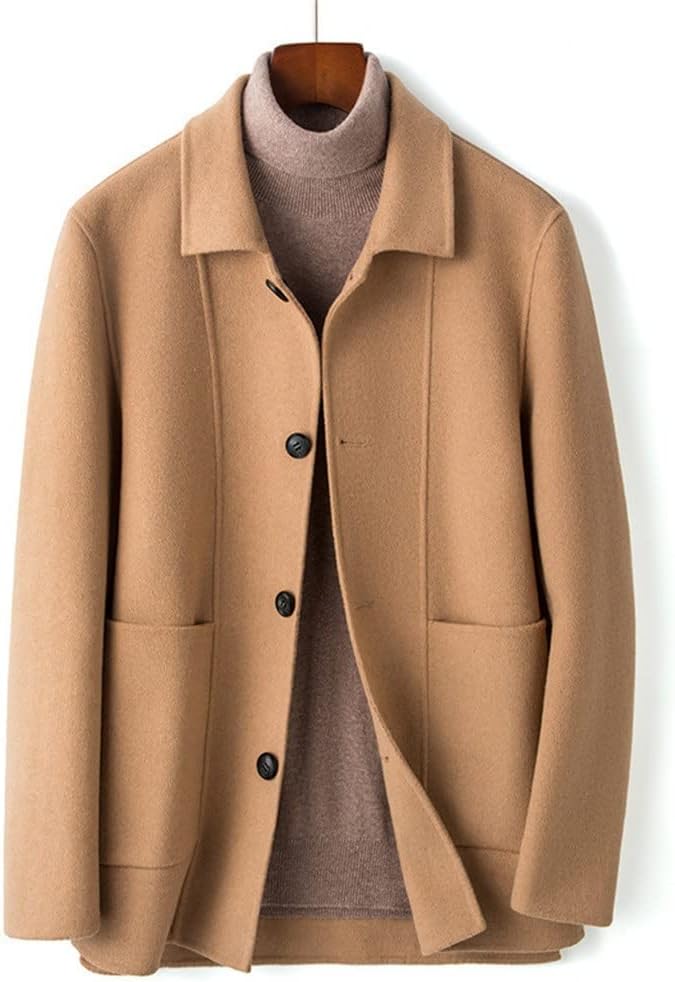 Wool Woolen Coat Lapel Autumn and Winter Men Short Trench Jacket