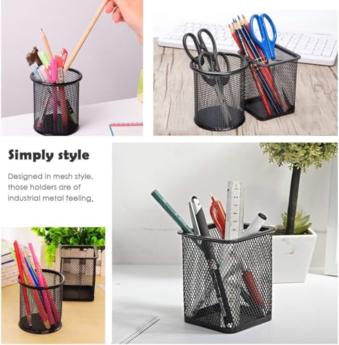 Image of Recluse Black Round Mesh Metal Organizer Office Desk Table Tool Holder,Makeup Brush Holders,Pen, Pencil and Other Stationery Organizer Holder,Daily Things Storage Holder (Pack of 1)