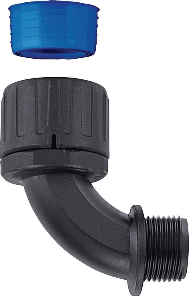 HellermannTyton 166-22808 HGL13-90-PG9-PA66/TPE-BK Hose Screw Connection Black PG9 90° Pack of 1, Schwarz, 46 mm