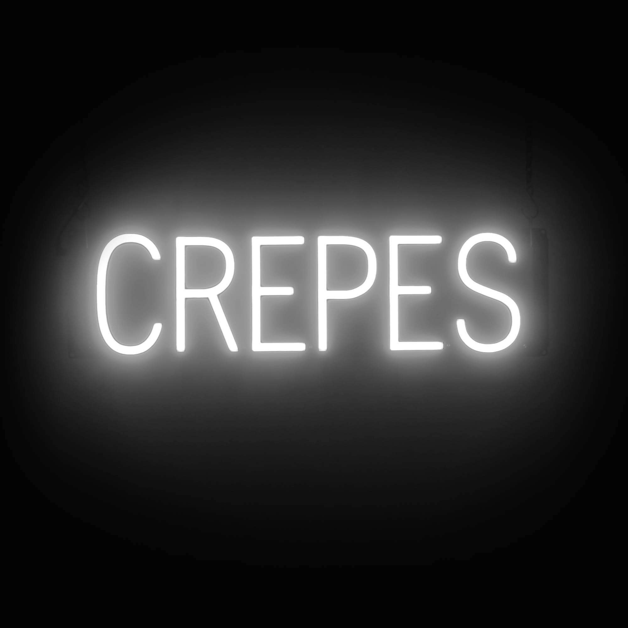SpellBrite LED Neon CREPES Sign for Business - White, 23" x 6"