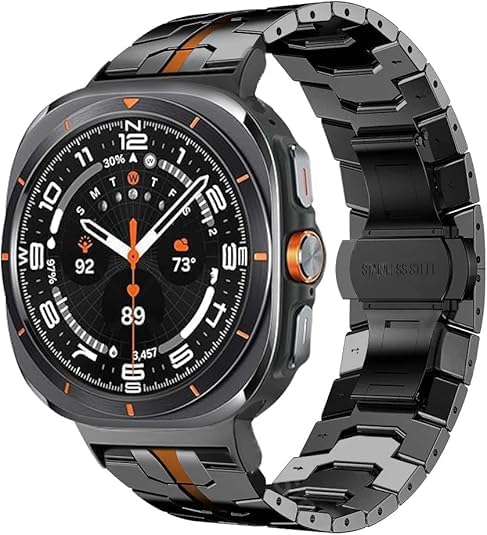 Stainless Steel Bands Compatible with Samsung Galaxy Watch 8 40mm/44mm/Classic 46mm 2025, Metal Bands Adjustable Rugged Robust Link Strap for Men