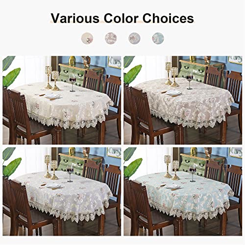Wolkemer Oval Floral Tablecloth With Lace Elegant Table Cover Coffee Cloth For Dinning Home Living Room Oval Tables Decoration 60 X 84 Inch #TOP6