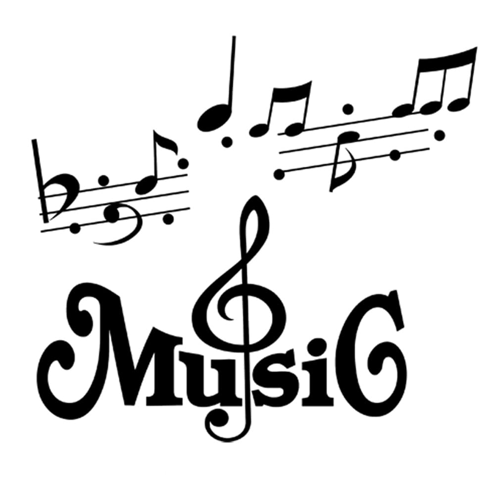 Autocollant mural musique noir décoration sticker citation chanson notes JEPART