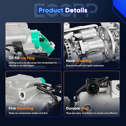 Image of ECCPP AC Compressor with Clutch 2007-2009 Fit for Hyundai Santa Fe 3.3L 2011-2012 Fit for Kia Sorento 3.5L Fast Cooling AC Compressor