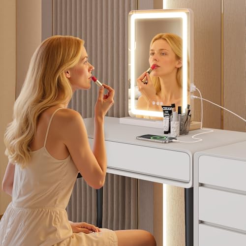 Espejo de maquillaje rectangular LED Sweetcrispy 18x13 pulgadas miniatura 3