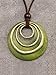 COOLLA Womens Multilayer Pendant Necklaces Vintage Jewelry Fashion Long Sweater Necklace for Woman (Wooden circle-Green Bronze)