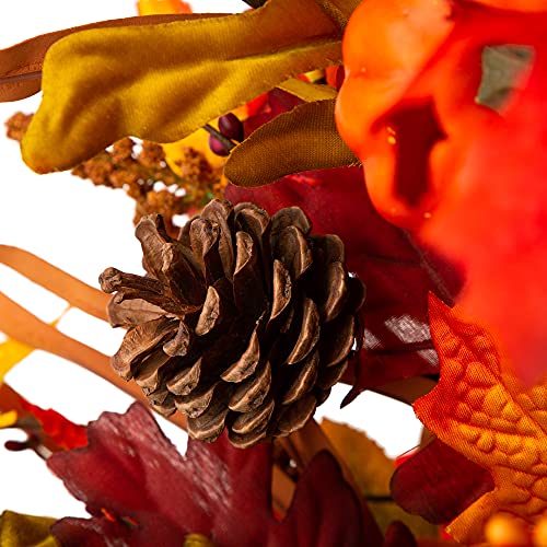 Glitzhome 2 Set Fall Led Lighted Maple Tree, Artificial Tree Urn Potted Porch Tree With 120 Warm White Led Lights, Decorative Front Door Tree Orange, 3 Ft #TOP3