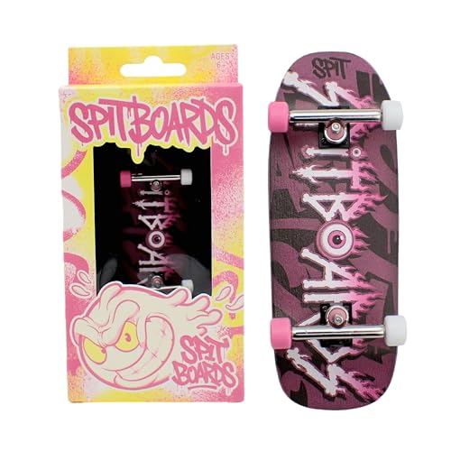 SPITBOARDS 34mm Fingerboard Oldschool Cruiser Pro Complete Setup, Bois pré-assemblé 5 couches, Pro Trucks, Roues à roulement en uréthane souple 60D,...