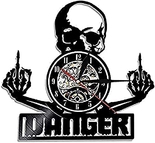 ale personnalisée en forme de tête de mort à LED avec éclairage LED Horloge murale en forme de tête de mort Gothique Punk Démon Creative Horloge murale en vinyle Horloge murale décorative moderne 12CM