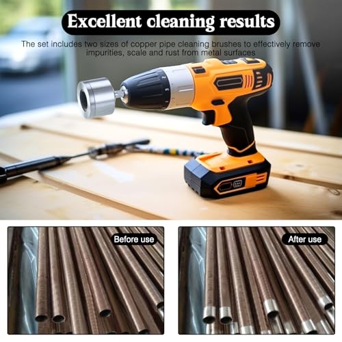 WiMas 2PCS Metall Kupferrohrreiniger Sechskantgriff Rohrbohrerreiniger 15mm/22mm Rohrreiniger für Elektrobohrer Klempner Reinigung