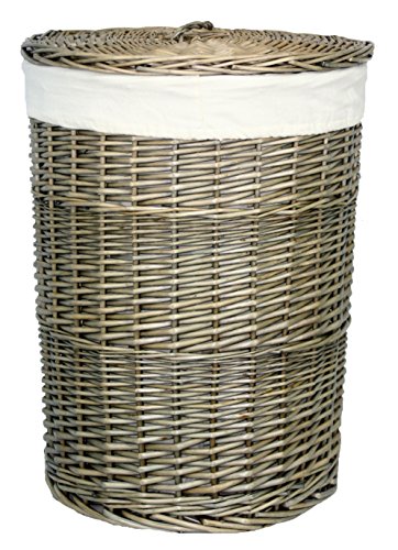 Red Hamper Antique Wash Round Laundry Basket, Wicker, 50 x 33 x 50 cm