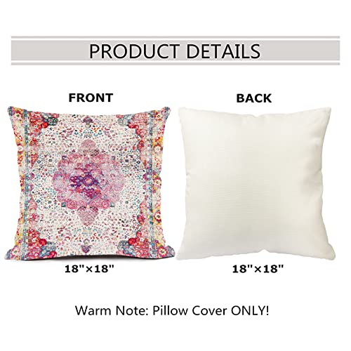 Snycler Pink Antique Persian Throw Pillow Cover Linen Set Of 2 Decorative Vintage Throw Pillowcases Cushion Case For Home Decor Living Room Bed Couch Sofa Car Outdoor 18"X18" #TOP1