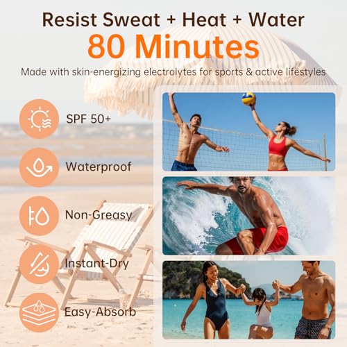 Image of Reef Safe Mineral Sunscreen Spray SPF 50+, Zinc Oxide Broad Spectrum Protection, Lightweight Non-Greasy Mist for Active Outdoor Use, 360 Ring Spray, Water Resistant 80 Min, 6.76 oz /200ml
