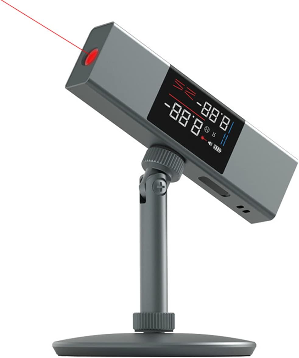 Portable Laser Angle Ruler Protractor 2-in-1 Angle Measure Laser Ruler Type-C Charging Laser Measurement Tool Digital Angle Finder Angle Gauge with Mounting Bracket, Grey