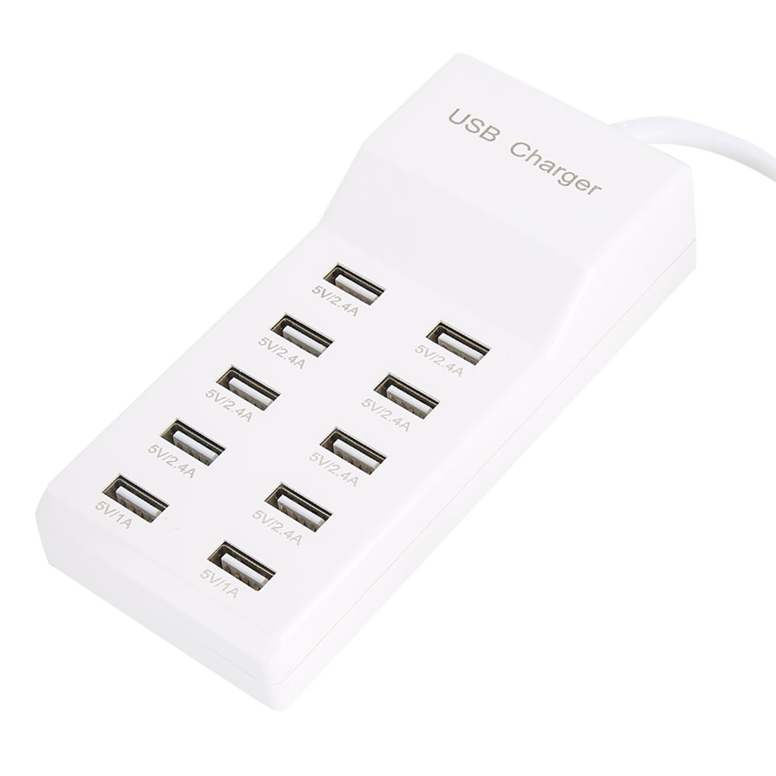 VBESTLIFE Chargeur USB, Adaptateur de Rapide, Chargeur d'USB de 10 Ports(5V ~ 2,4A x 2, 2,1A x 4, 1A x 4) Chargeur Compatible avec Les Appareils Alimentés par USB 5V(EU)