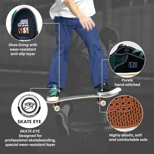 Image of Skateboard Shoes for Men Leather Low Top Pro Skateboarding Training Casual Sneakers