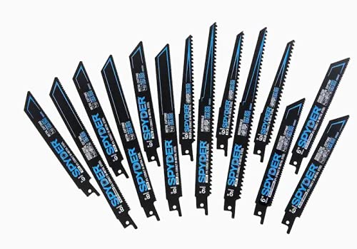14pc Spyder 200308 Black Series Bi-Metal Reciprocating Blade Set for Wood and Metal w/ Case BiMetal Saw Blades