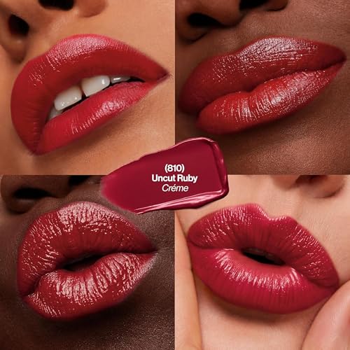 Image of Revlon Super Lustrous Lipstick, Creamy Formula For Soft, Fuller-Looking Lips, Moisturized Feel, 810 Uncut Ruby, 0.15 oz (Pack of 2)