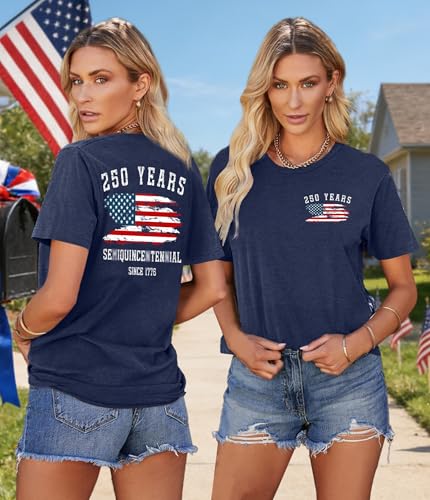 Image of Ithalt Women 4th of July Shirt Fourth of July Shirts USA Sequin Tshirt American Patriotic T-Shirt Stripes Tee Tops