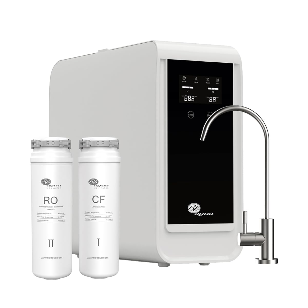 Sistema de Ósmosis Inversa Bajo Fregadero BBAGUA Home Direct Flow 600 – Sin Depósito - Flujo Directo – 1.6 L/min – Grifo y Kit Incluidos – Agua Potable Purificada