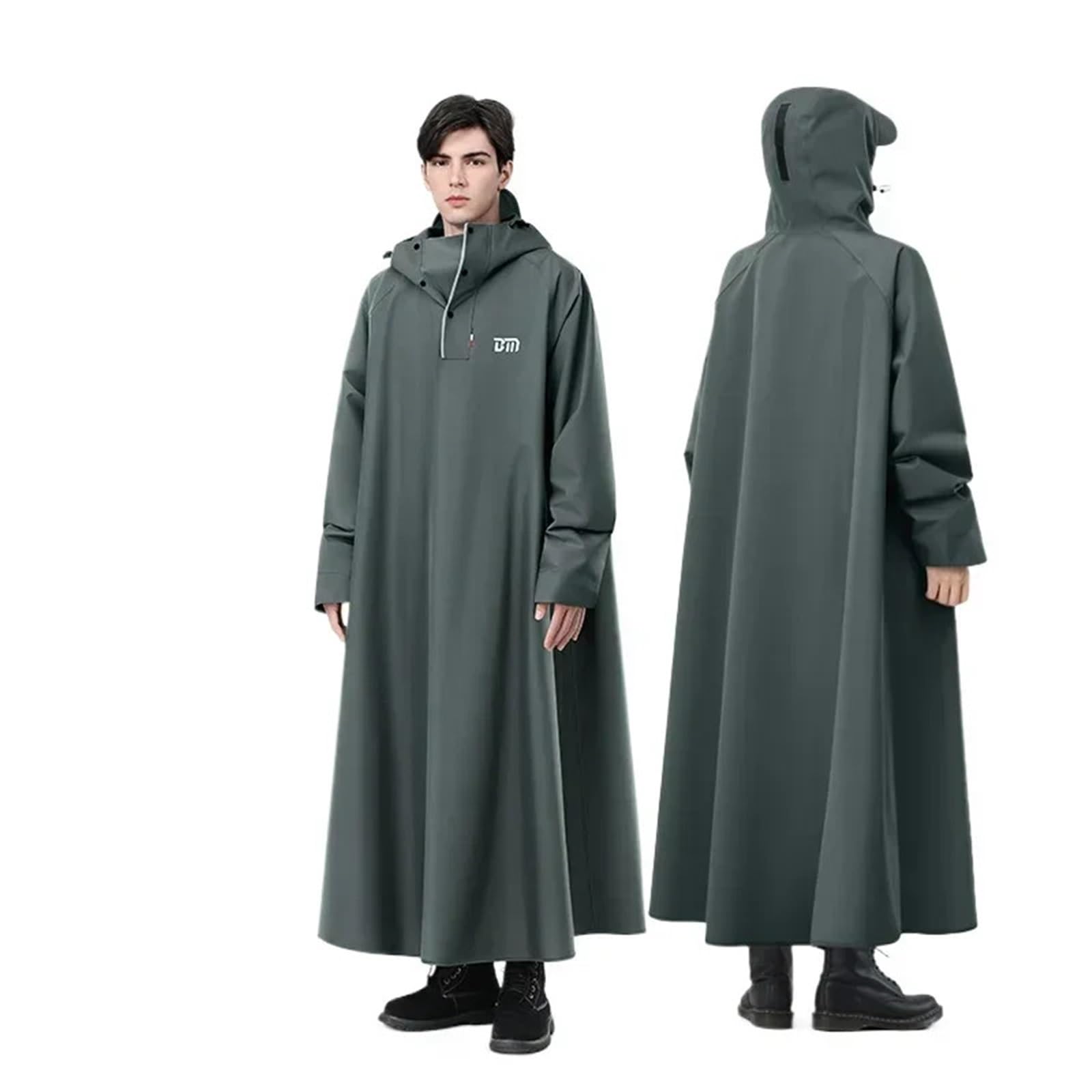 GMGQJST Poncho Waterproof Adult Raincoat Plus-Sized Thicken and Lengthen Adult Motorcycle Poncho Rain Gear(Green,M)
